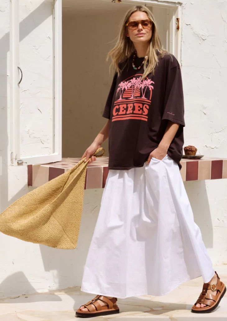 Liv Oversized Tee Phantom/Ceres Sunset Palms
