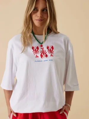 Liv Oversized Tee White Summer Lobsters