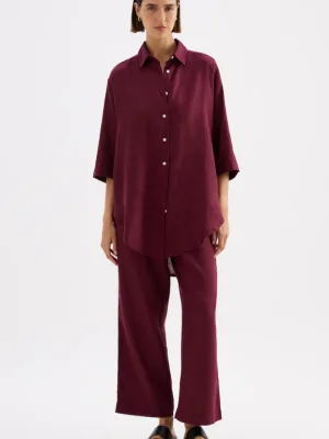 Lounge Linen Crop Pant - Merlot