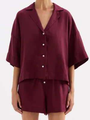 Lounge Linen Shirt - Merlot