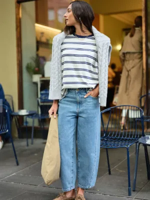 Maggie Tappered Barrel Jean Mid Vintage Blue