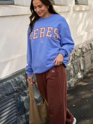 Isla Oversized Slouchy Crew Vintage Blue Pink Clay