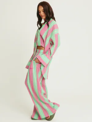 The Mexicola Pant Pop Stripe Linen Green
