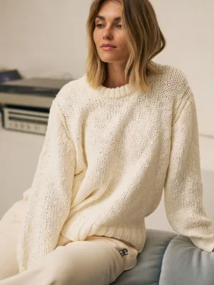 Sage Chunky Knit Crew Marshmallow
