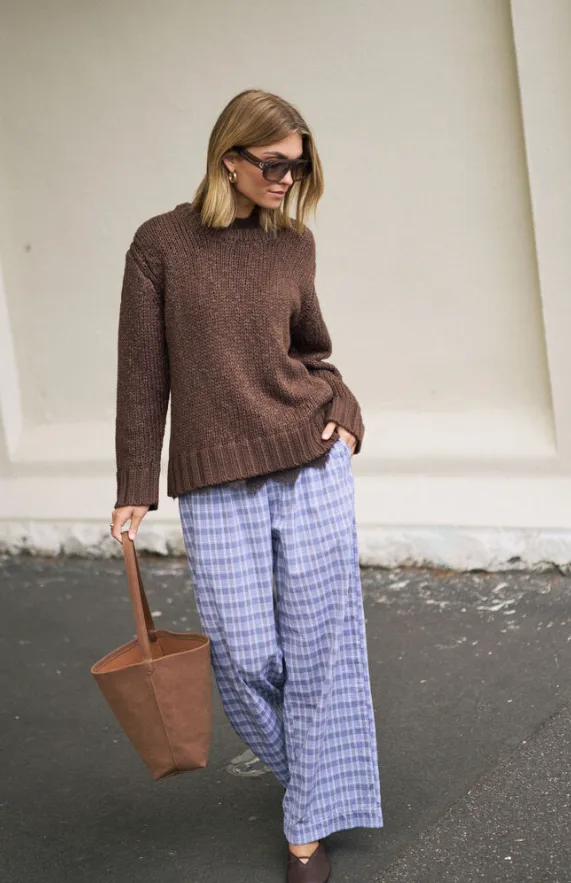 Sage Chunky Knit Crew Chocolate