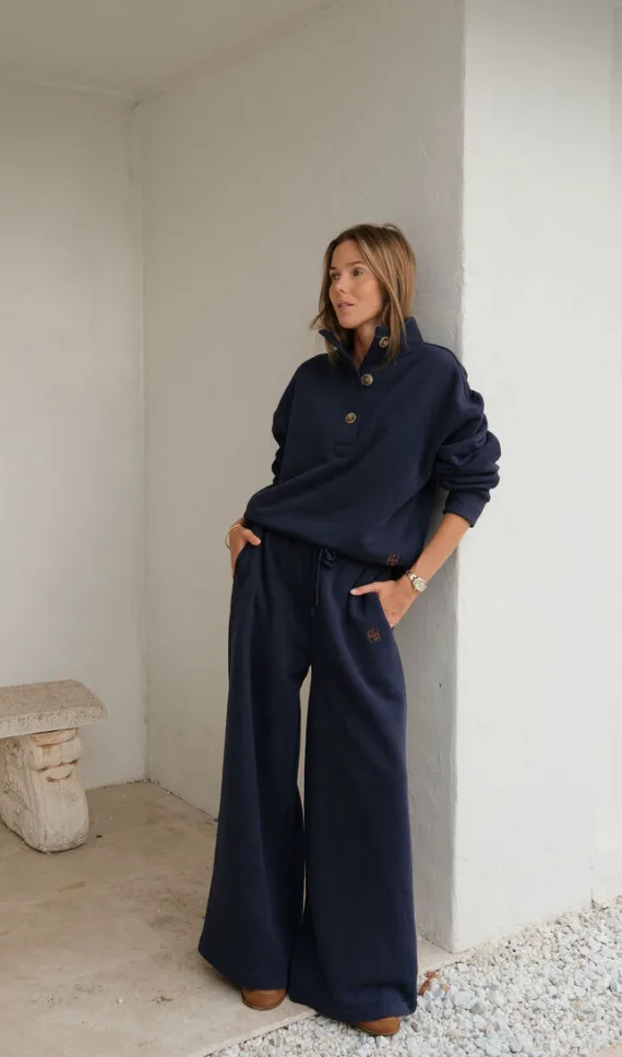 Ivy Wide Leg Treack Pant Heritage Navy