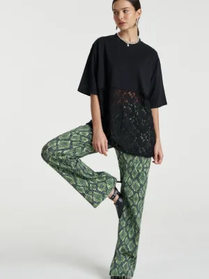 Lace Panel Tee Black