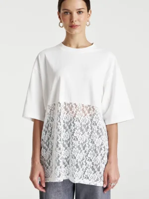 Lace Panel Tee - Lily White