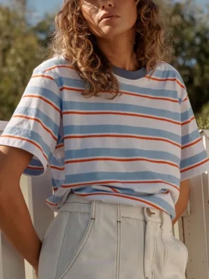 Stevie Slouchy Tee Sky Blue Flame Stripe