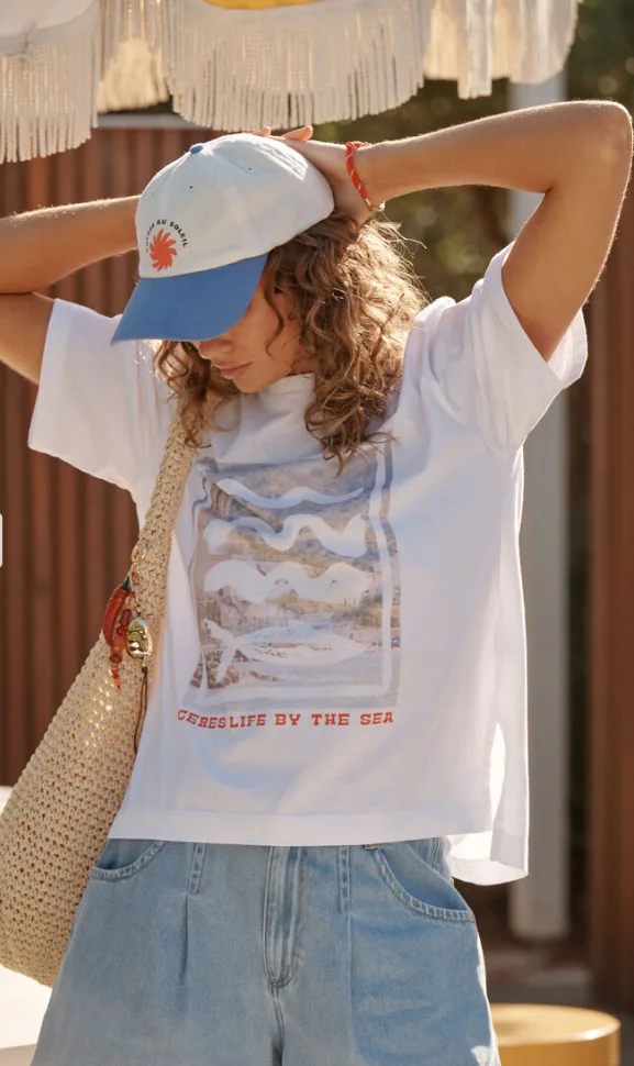 Stevie Slouchy Tee White Ceres By The Sea