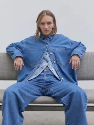 Organic Denim Overshirt Royal Blue