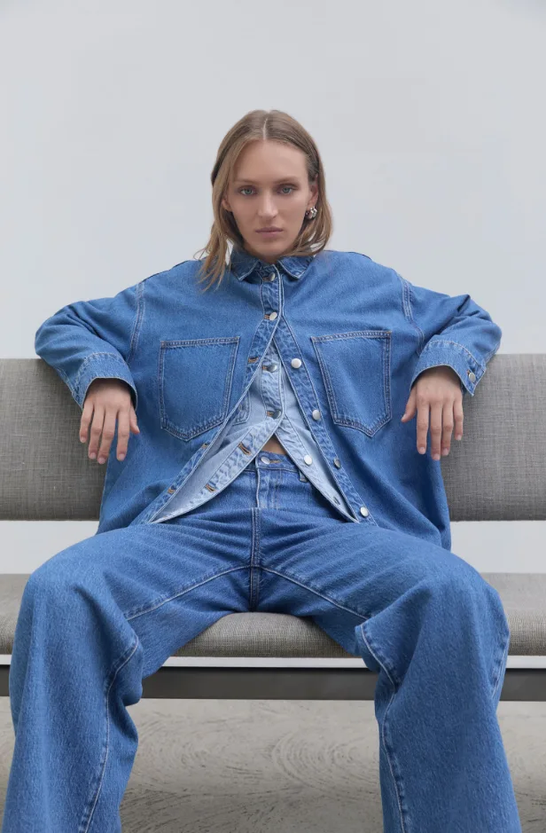 Organic Denim Overshirt Royal Blue
