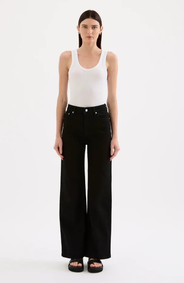 Organic Stretch Wide Leg Jean - Black