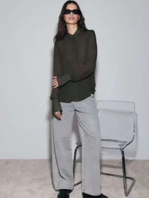 Even Georgette Shirt Dark Olive