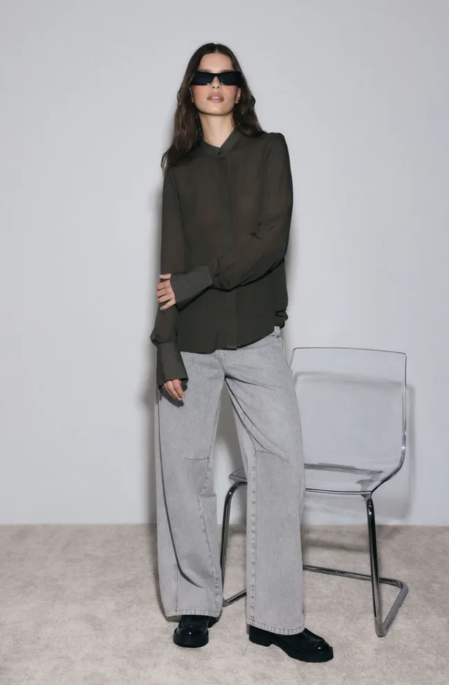 Even Georgette Shirt Dark Olive