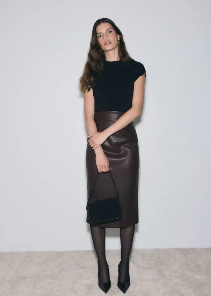 Forme Skirt 100% PU Chocolate