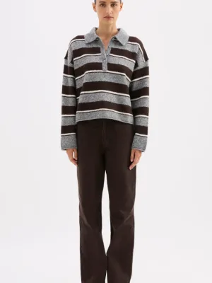 Maia Rugby Knit Charcoal Stripe