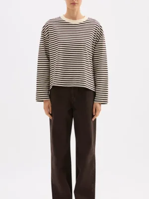 Organic Stripe LS Tee Espresso Stripe