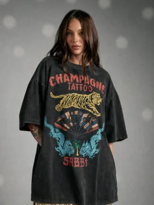 Champagne & Tattoo Tee - Black