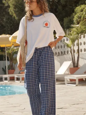 Resort Pant Polo Blue White Check