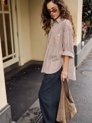 Peta Oversized Shirt Biscuit Stripe