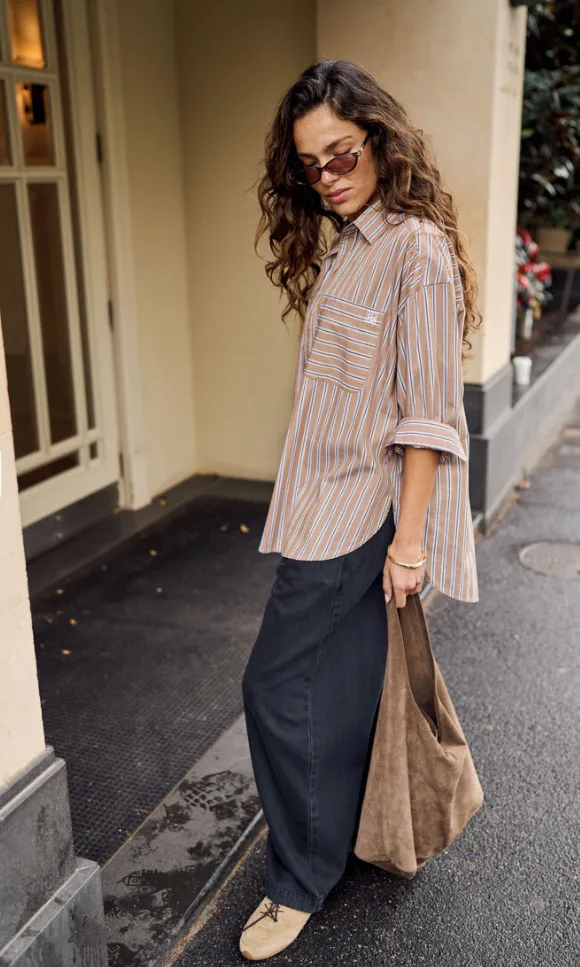 Peta Oversized Shirt Biscuit Stripe