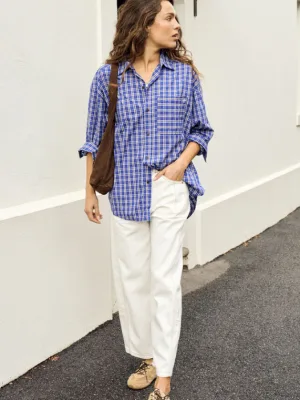 Peta Oversized Shirt Polo Blue Check