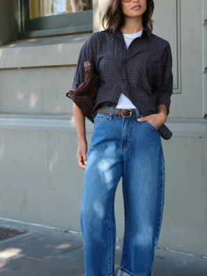 Frannie Cuffed Barrel Jean Fresh Indigo