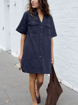 Bonnie Relaxed Shirt Dress Washed Black