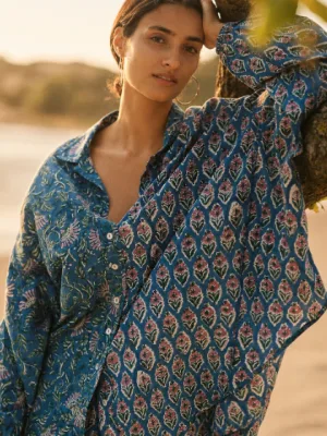Zaffre Block Print Chalm Shirt