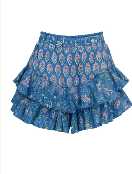Zaffre Block Print Fae Frill Short