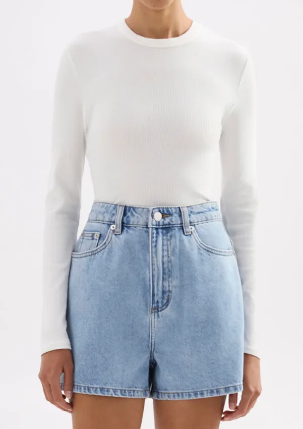 Organic Rib LS Tee - White