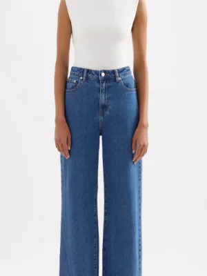 Organic Stretch Wide Leg Jean - Royal Blue