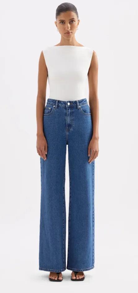 Organic Stretch Wide Leg Jean - Royal Blue