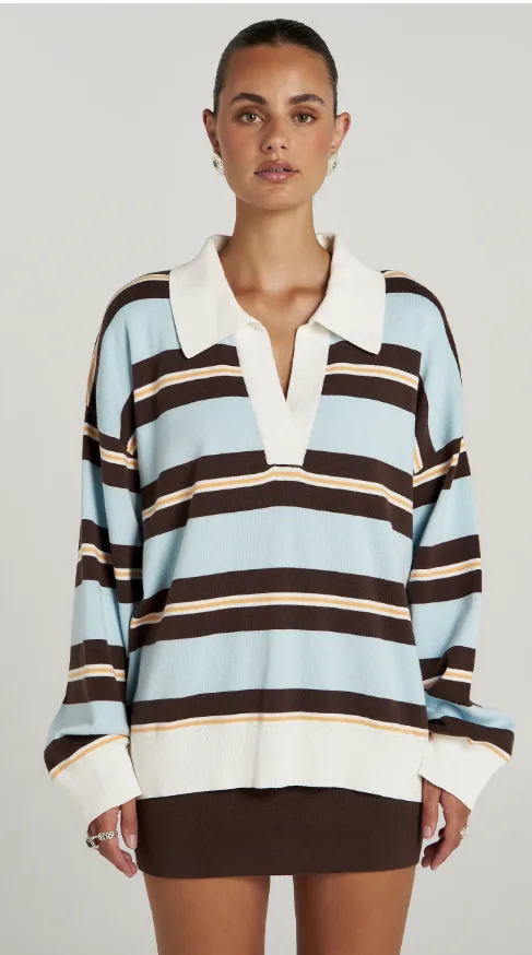Stripe Long Sleeve Polo