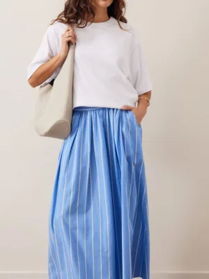 Florence Maxi Skirt Oxford Blue White Stripe