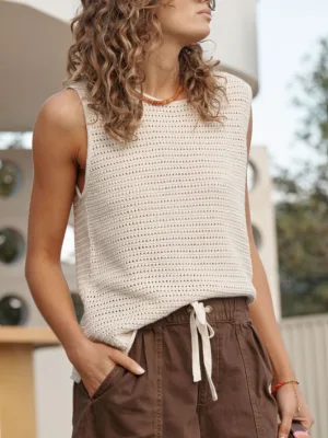 Margot Mesh Knit Top Ecru