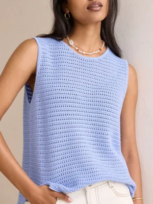 Margot Mesh Knit Tank Sky Blue