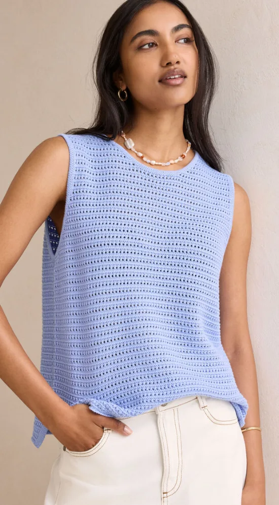 Margot Mesh Knit Tank Sky Blue