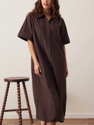 Samara Midi Shirt Dress Bitter Choc