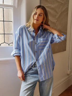 Peta Oversized Shirt Bay Blue Butter Yellw Stripe