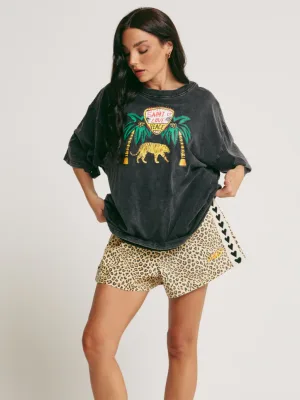 The Mini Raving Hearts Drill Shorts Leopard