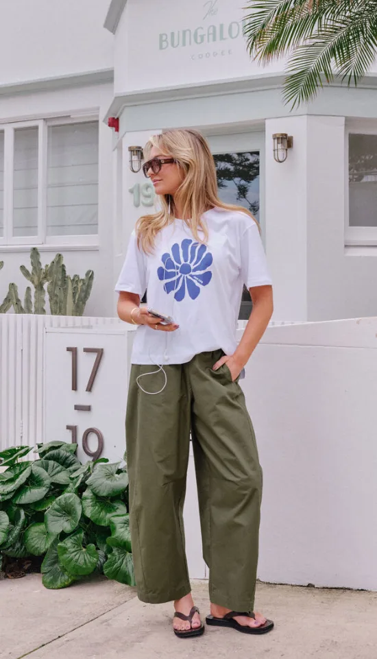 Bella Barrel Pant Washed Olive