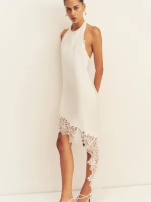Eniko Lace Open Back Mini Dress Ivory