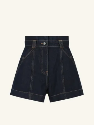 Rita High Waisted Flared Short Deep Indigo
