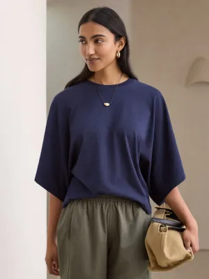 Lucy Relaxed Sleeve Tee Navy