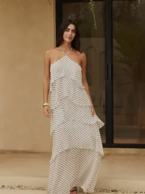 Dreamer Dress White Polka Dot