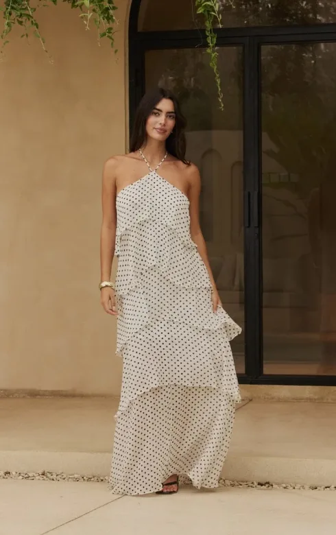Dreamer Dress White Polka Dot