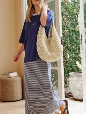 Clara Column Skirt Stone Mini Stripe