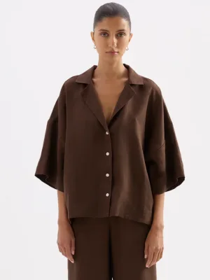 Lounge Linen Shirt Chocolate